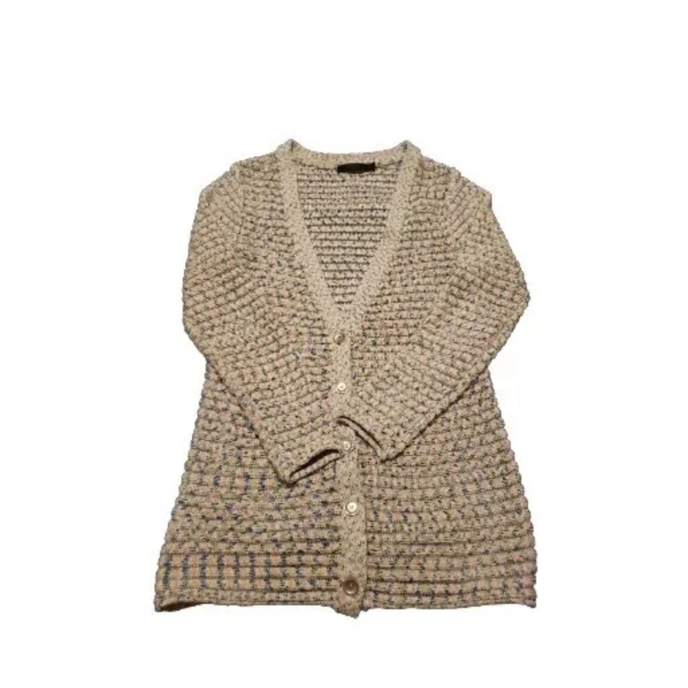 Raffi Marled Button V-Neck Cardigan Sweater Size XS Semi Sheer